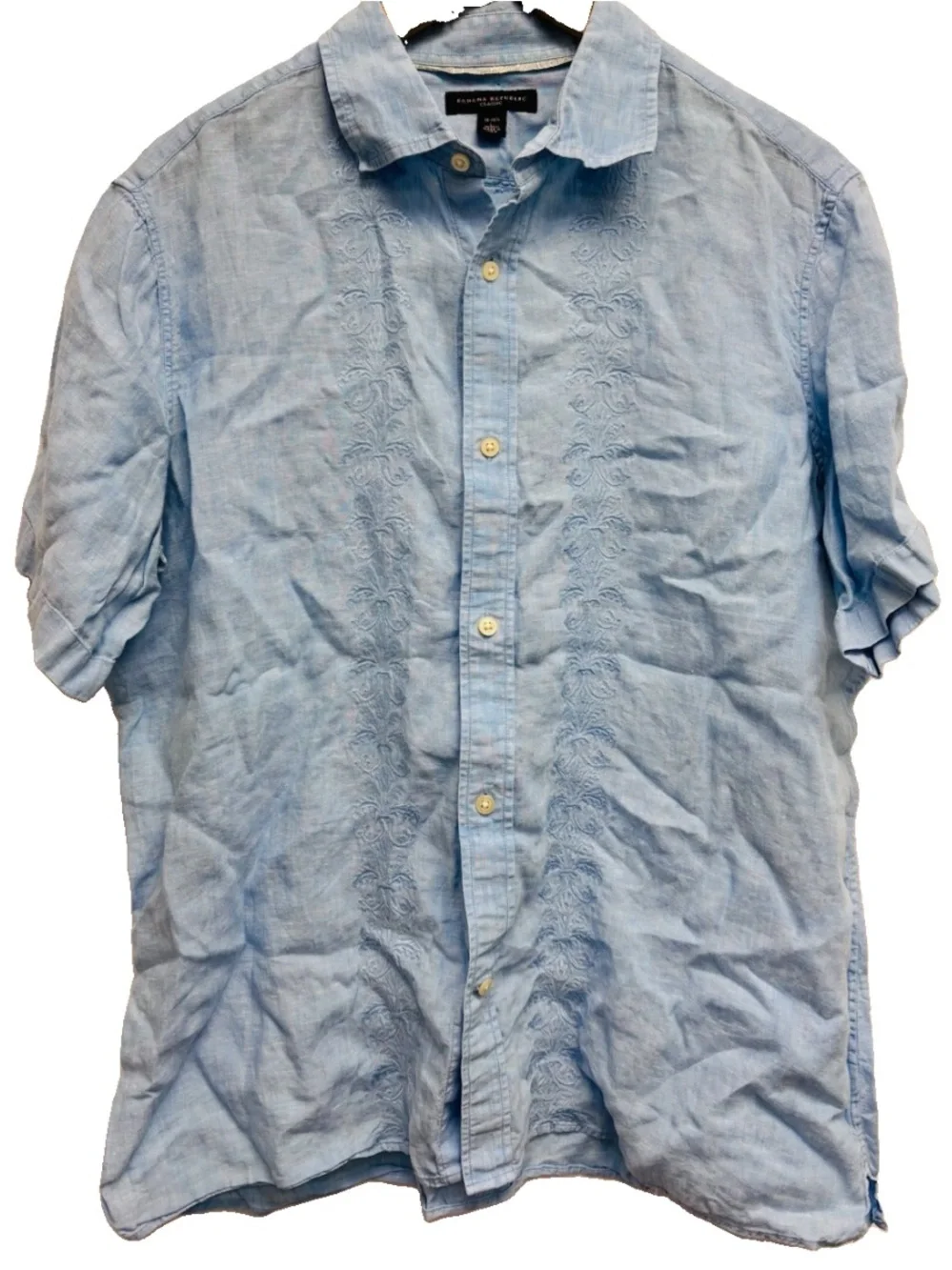Banana Republic Embroidered 100% Linen Button Down Shirt